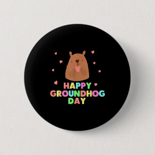 Badge Rond 5 Cm Joyeuse fête de la marmotte drôle mignon animal de
