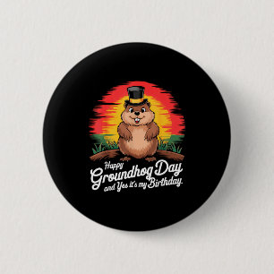 Badge Rond 5 Cm Joyeuse fête de la marmotte vintage Oui c'est mon