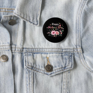 Badge Rond 5 Cm Joyeuse fête des Mères 2026 Fleurs mignonnes pour