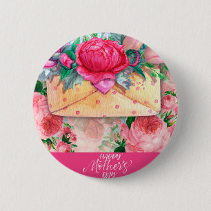 Badge Rond 5 Cm Joyeuse fête des mères Fleurs florales violettes r