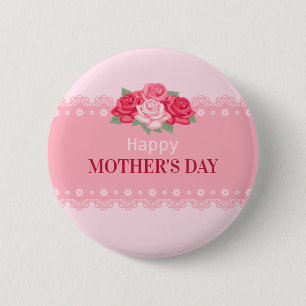 Badge Rond 5 Cm Joyeuse fête des mères florales  Bouton de la br