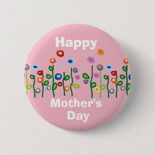 Badge Rond 5 Cm Joyeuse fête des mères jolies fleurs