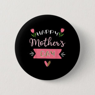 Badge Rond 5 Cm Joyeuse fête des mères maman mignonne Florale femm