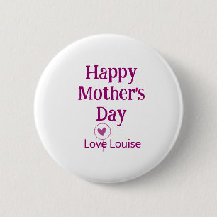 Badge Rond 5 Cm Joyeuse fête des mères mauve amour nom signe fémin