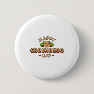 Badge Rond 5 Cm Joyeuse fête du marmotte hommes femmes garçons fil