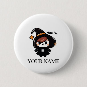 Badge Rond 5 Cm Joyeuse Halloween Sorcière