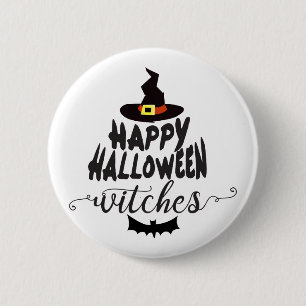 Badge Rond 5 Cm Joyeuse Halloween sorcières Typographie Halloween