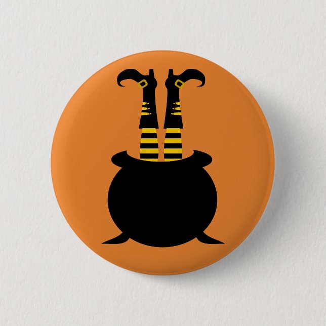 Badge Rond 5 Cm Joyeuse Jambe de sorcière Halloween (Devant)