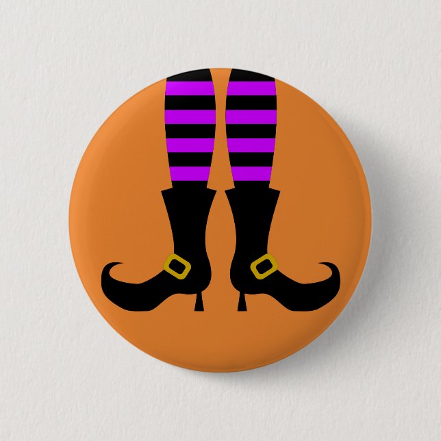 Badge Rond 5 Cm Joyeuse Jambe de sorcière Halloween (Devant)