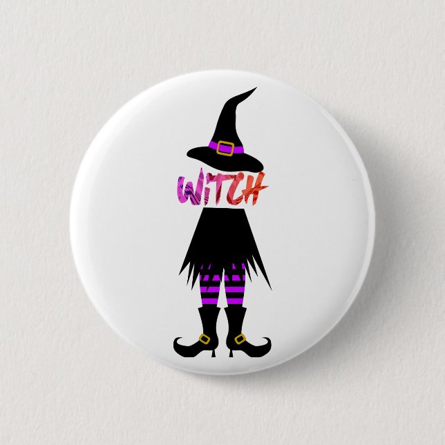 Badge Rond 5 Cm Joyeuse Jambe de sorcière Halloween (Devant)