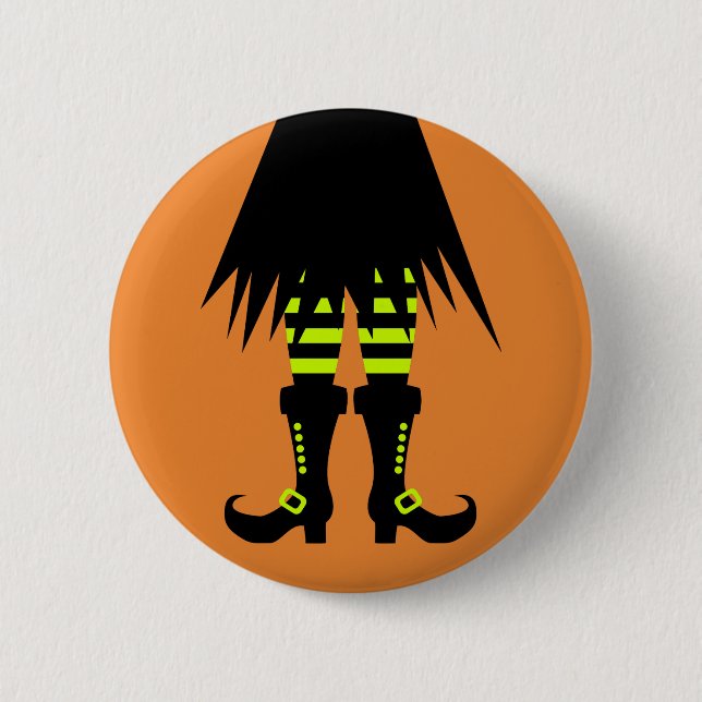 Badge Rond 5 Cm Joyeuse Jambe de sorcière Halloween (Devant)