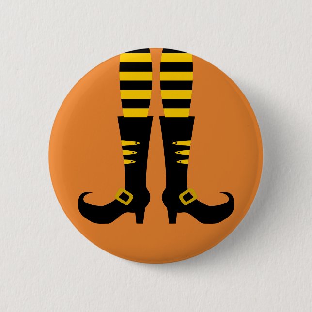 Badge Rond 5 Cm Joyeuse Jambe de sorcière Halloween (Devant)
