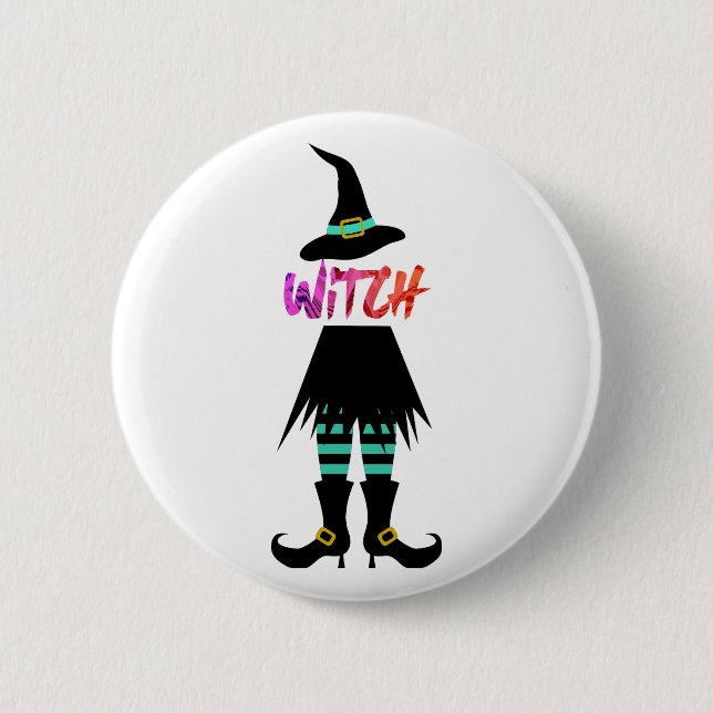 Badge Rond 5 Cm Joyeuse Jambe de sorcière Halloween (Devant)