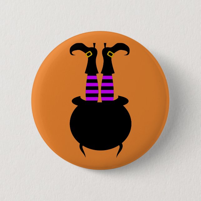 Badge Rond 5 Cm Joyeuse Jambe de sorcière Halloween (Devant)