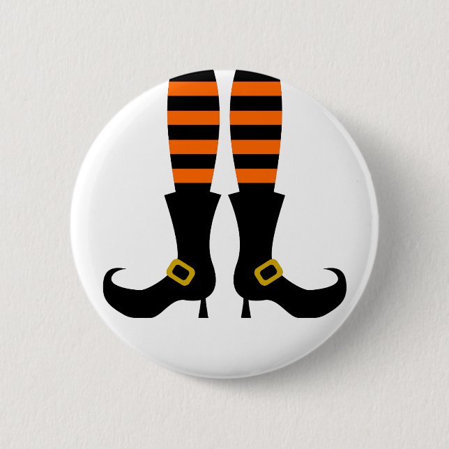 Badge Rond 5 Cm Joyeuse Jambe de sorcière Halloween (Devant)