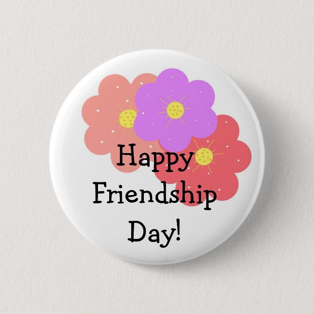 Badge Rond 5 Cm Joyeuse Journée de l'amitié florale (Devant)