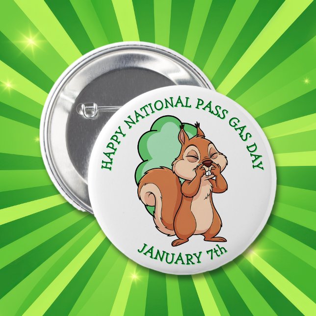 Badge Rond 5 Cm Joyeuse Journée nationale de flatulence | 7 janvie (Créateur téléchargé)