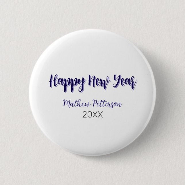 Badge Rond 5 Cm Joyeuse nouvelle année violet noir ajouter nom ann (Devant)