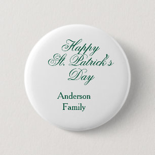 Badge Rond 5 Cm Joyeuse Saint-Patrick famille nom vert minimal