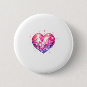 Badge Rond 5 Cm Joyeuse Saint-Valentin Coquette Nk Boule Disco Cœu