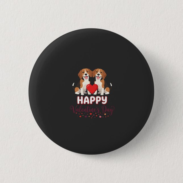 Badge Rond 5 Cm Joyeuse Saint-Valentin Couple Beagle (Devant)