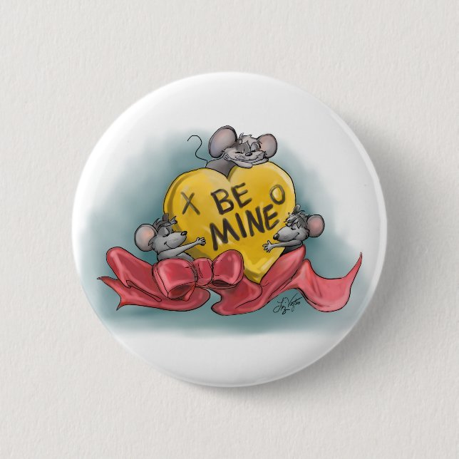 Badge Rond 5 Cm Joyeuse Saint-Valentin de Mic, Mac et Moe (Devant)