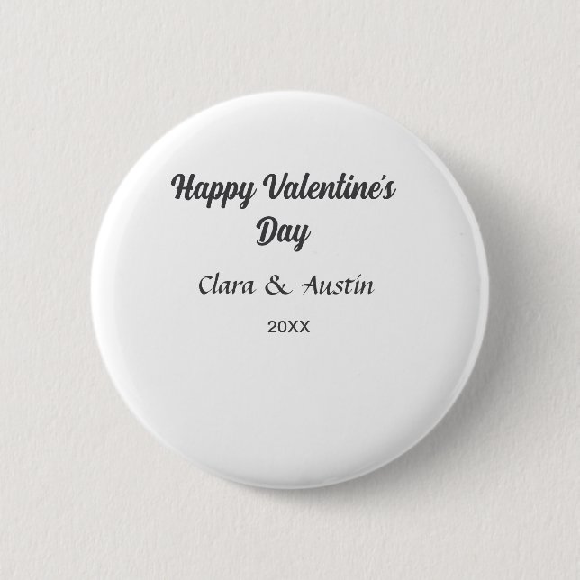 Badge Rond 5 Cm Joyeuse Saint-Valentin nom date simple minimaliste (Devant)