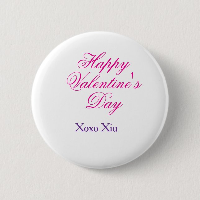 Badge Rond 5 Cm Joyeuse Saint-Valentin rose violet xoxo amour nom  (Devant)