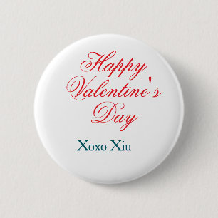 Badge Rond 5 Cm Joyeuse Saint-Valentin rouge bleu xoxo amour nom 