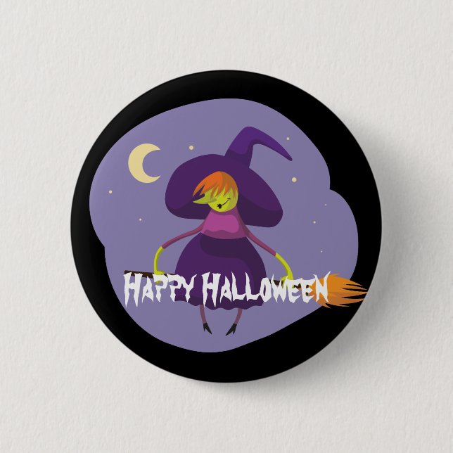 Badge Rond 5 Cm Joyeuse sorcière d'Halloween, chambre, Casquette (Devant)