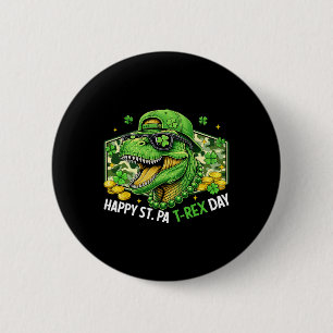 Badge Rond 5 Cm Joyeuse St Pat-rex Fête Dinosaure Camo St Patrick 