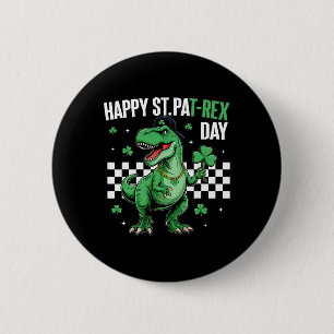 Badge Rond 5 Cm Joyeuse St Pat T-rex Day Garçons Enfants Dinosaure