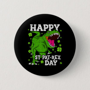Badge Rond 5 Cm Joyeuse St Patrick Dinosaure T-rex Garçons Tout-pe