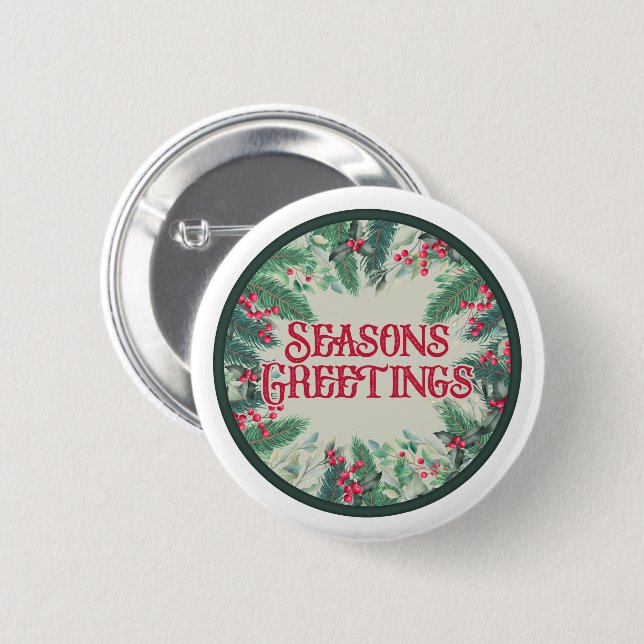 Badge Rond 5 Cm Joyeuses Fêtes (Devant & derrière)