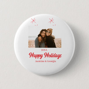 Badge Rond 5 Cm Joyeuses fêtes filles cadeaux photo de famille Noë
