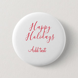 Badge Rond 5 Cm Joyeuses fêtes Noël calligraphie rouge simple mi
