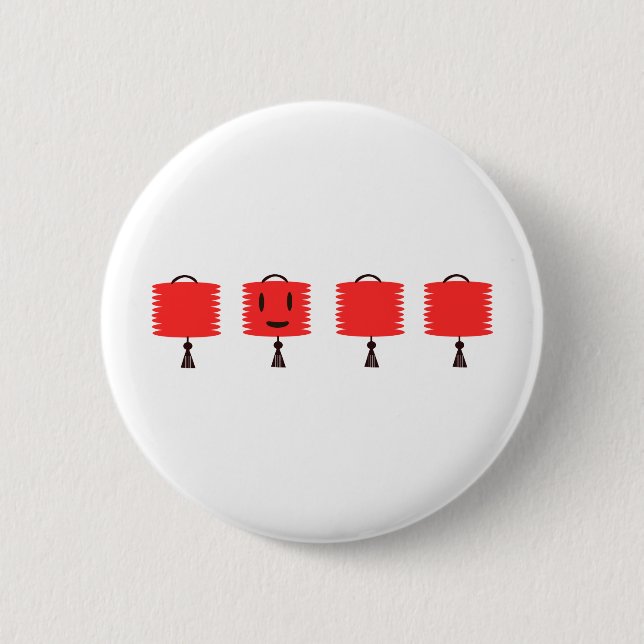 Badge Rond 5 Cm Joyeuses lanternes rouges (Devant)