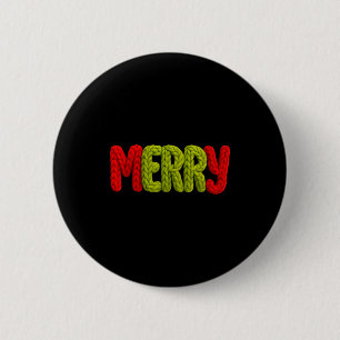 Badge Rond 5 Cm Joyeuses Lettres Tricotées Crochet Xmas Pyjama Fêt