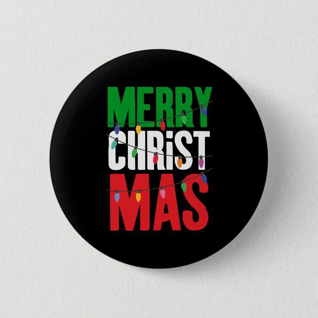 Badge Rond 5 Cm Joyeuses lumières de Noël (Devant)