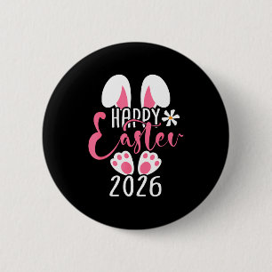 Badge Rond 5 Cm Joyeuses Pâques 2026 lapin œuf de Pâques femmes fi