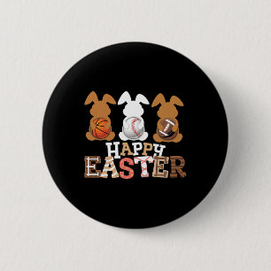 Badge Rond 5 Cm Joyeuses Pâques Baseball Football Basket Lapin Ra