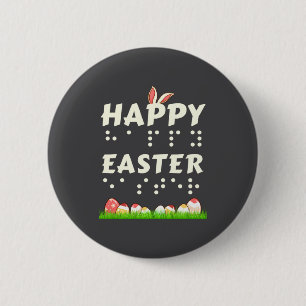 Badge Rond 5 Cm Joyeuses Pâques Braille Malvoyants Aveugles Pâques