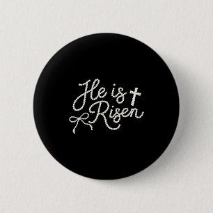 Badge Rond 5 Cm Joyeuses Pâques il est ressuscité perle Jésus chré