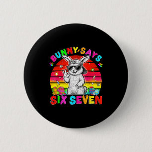 Badge Rond 5 Cm Joyeuses Pâques Lapin Mignon Dit Six Sept 6 7 Meme