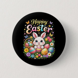 Badge Rond 5 Cm Joyeuses Pâques Petit Lapin