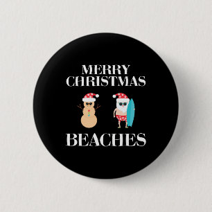 Badge Rond 5 Cm Joyeuses plages de Noël Floride Famille Vacances