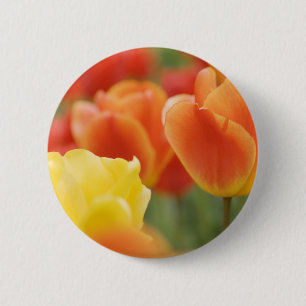 Badge Rond 5 Cm Joyeuses Tulipes de Pâques