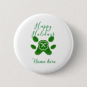 Badge Rond 5 Cm Joyeuses vacances chien vert animal de sucre de ca