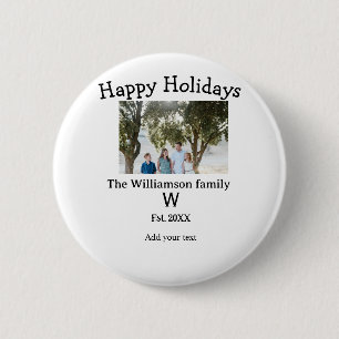 Badge Rond 5 Cm Joyeuses vacances famille photo renuion nom lettre