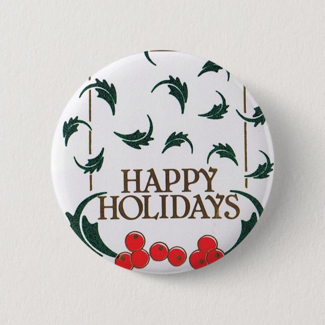 Badge Rond 5 Cm Joyeuses vacances Holly (Devant)